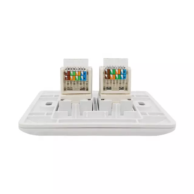 I-2-Port Ethernet Wall Plate ene-RJ45 Cat5e/Cat6 Keystone Jack