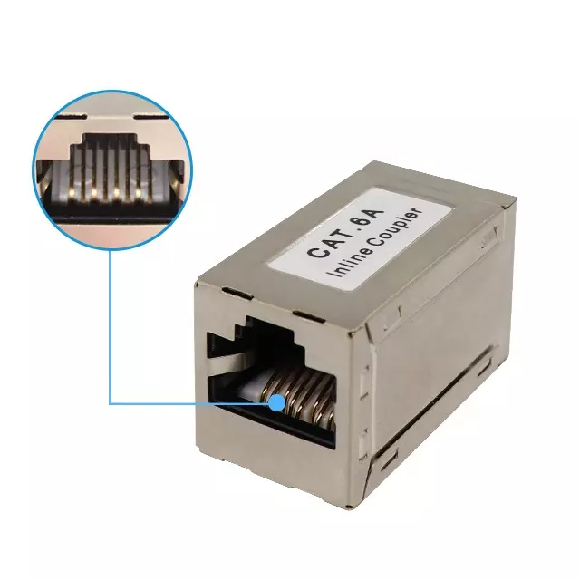 Nwanyị na nwanyị RJ45 Cat6a STP Ethernet Coupler Connector