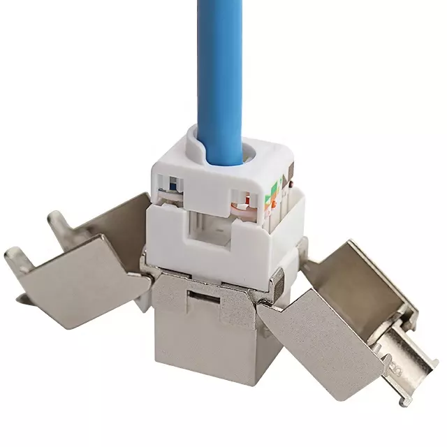 RJ45 STP cat6 180 Degree Toolless Keystone Jack